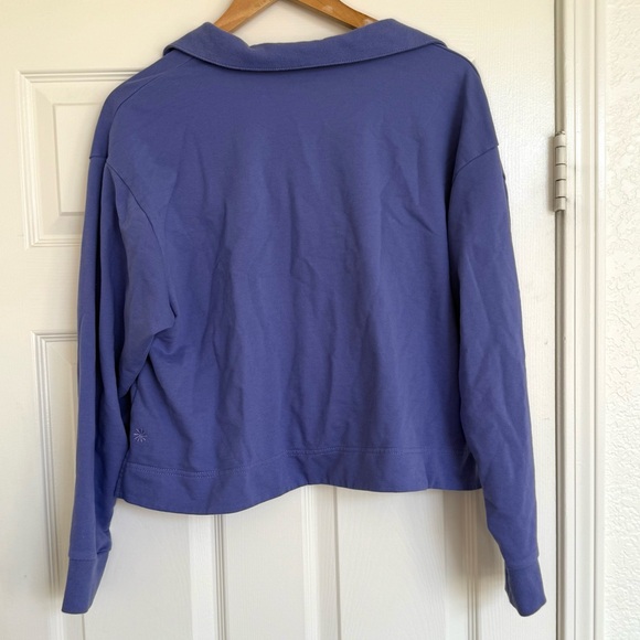 Athleta Retroterry Polo Sweatshirt Purple Lavendar Long Sleeve Collar Size M - Picture 9 of 9